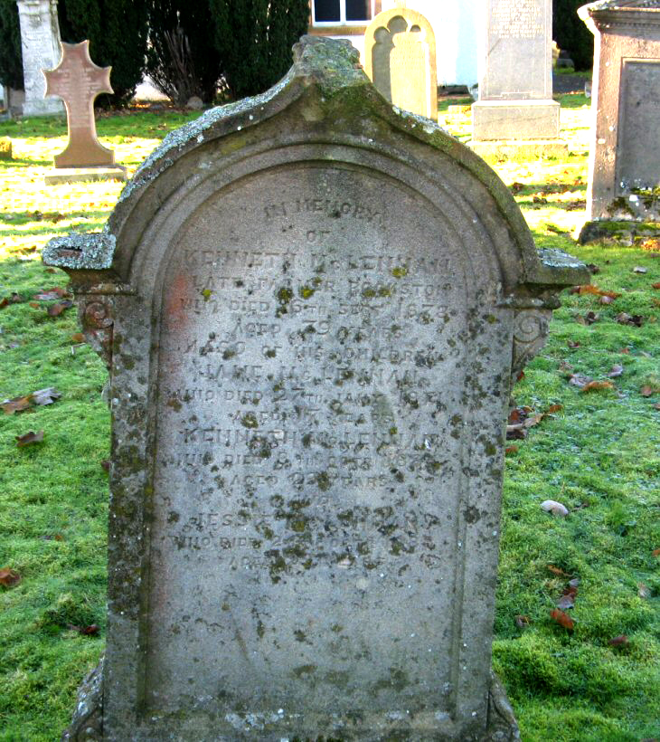 Photo of headstones/Kenneth McLennan of Rockston d1878 hdstn Dingwall StClem